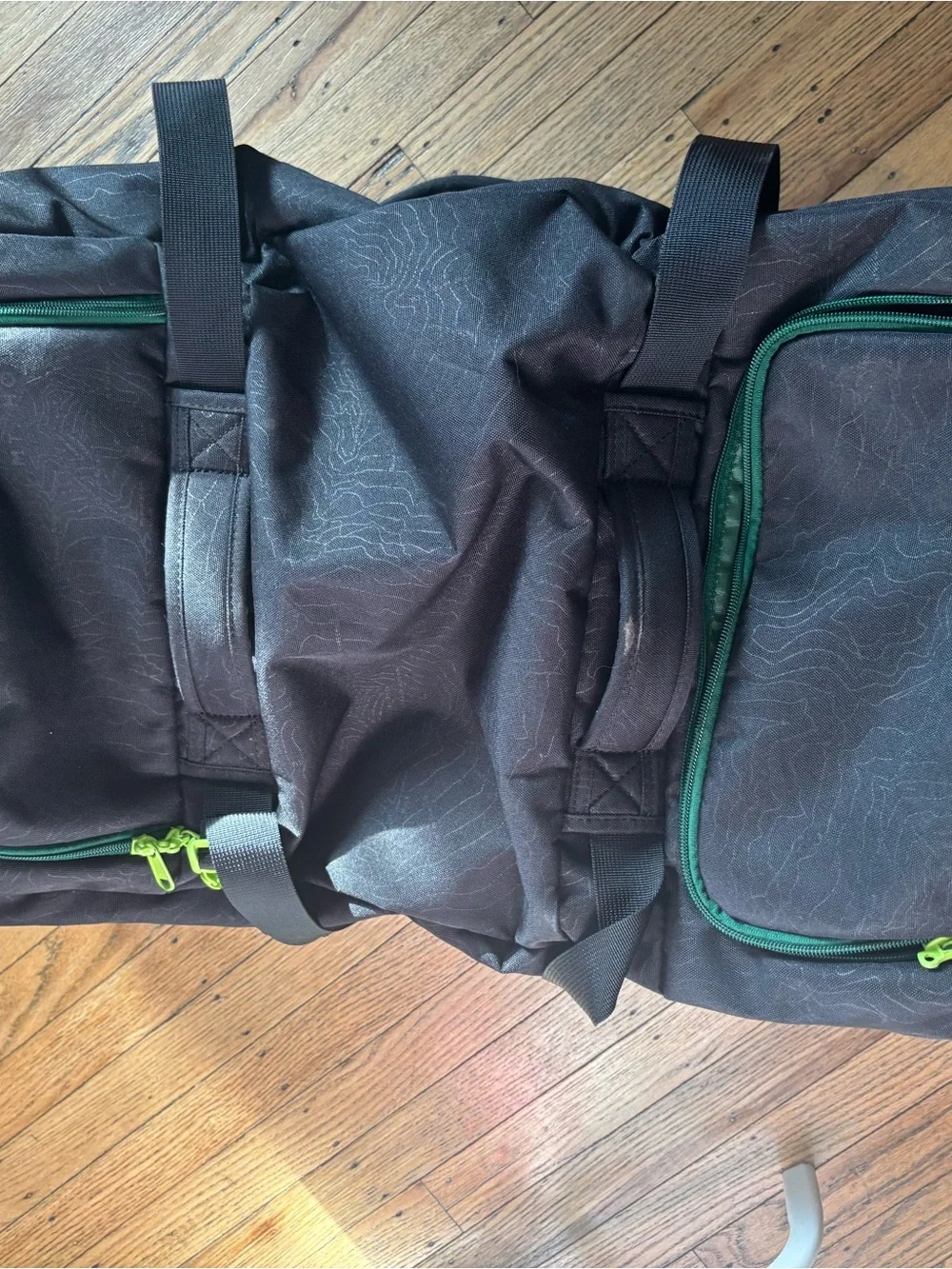Dakine Gray Backpack with Bright Green Trim and Zipper Pulls